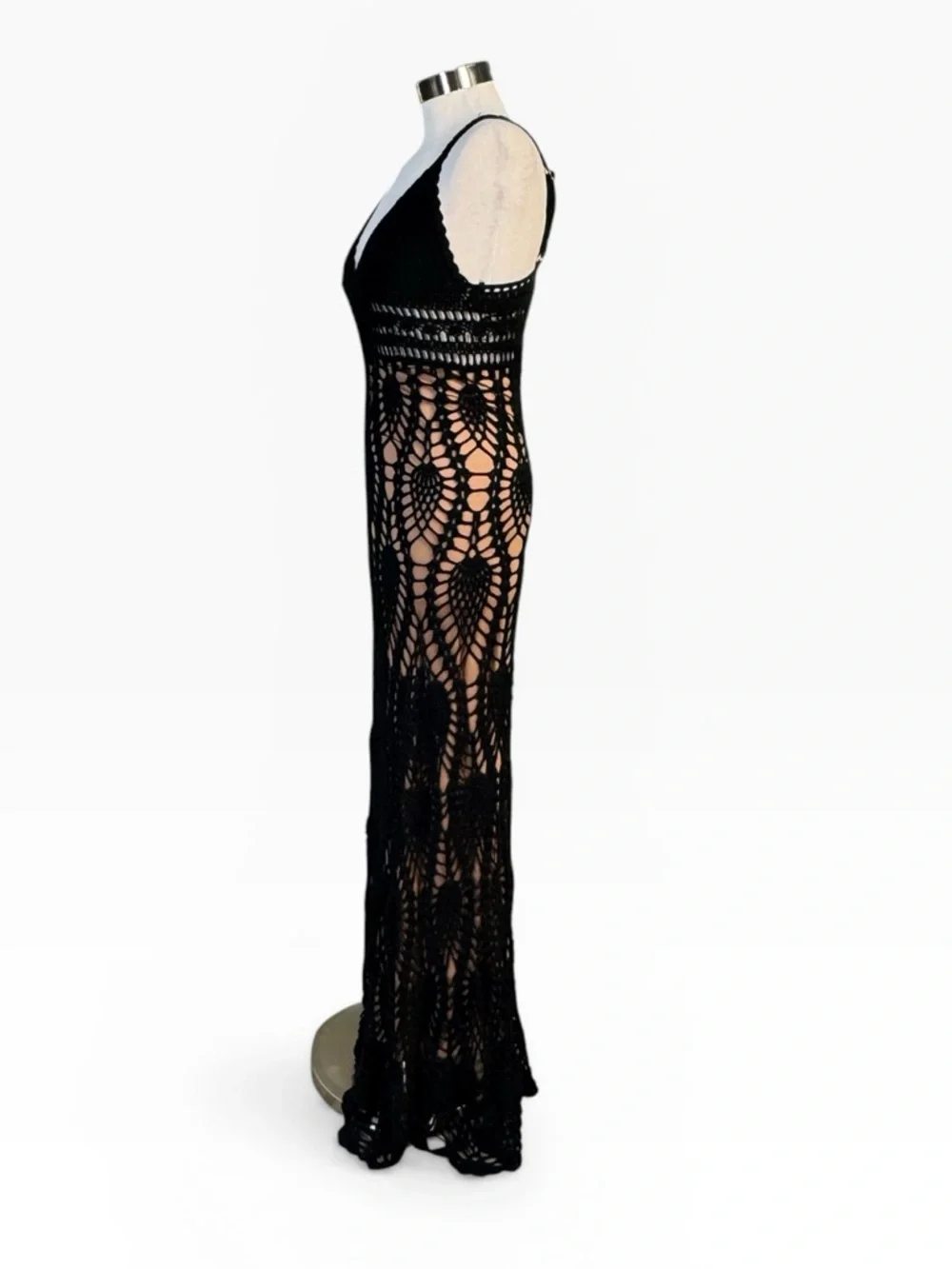 JLUXLABEL GREAT ESCAPE CROCHET MAXI DRESS LINED BODYCON BOHO GLAM **NWOT** - Picture 5 of 16